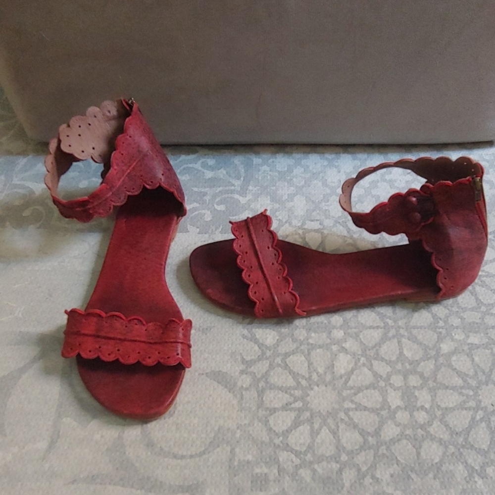 Burgundy, handmade leather sandals
